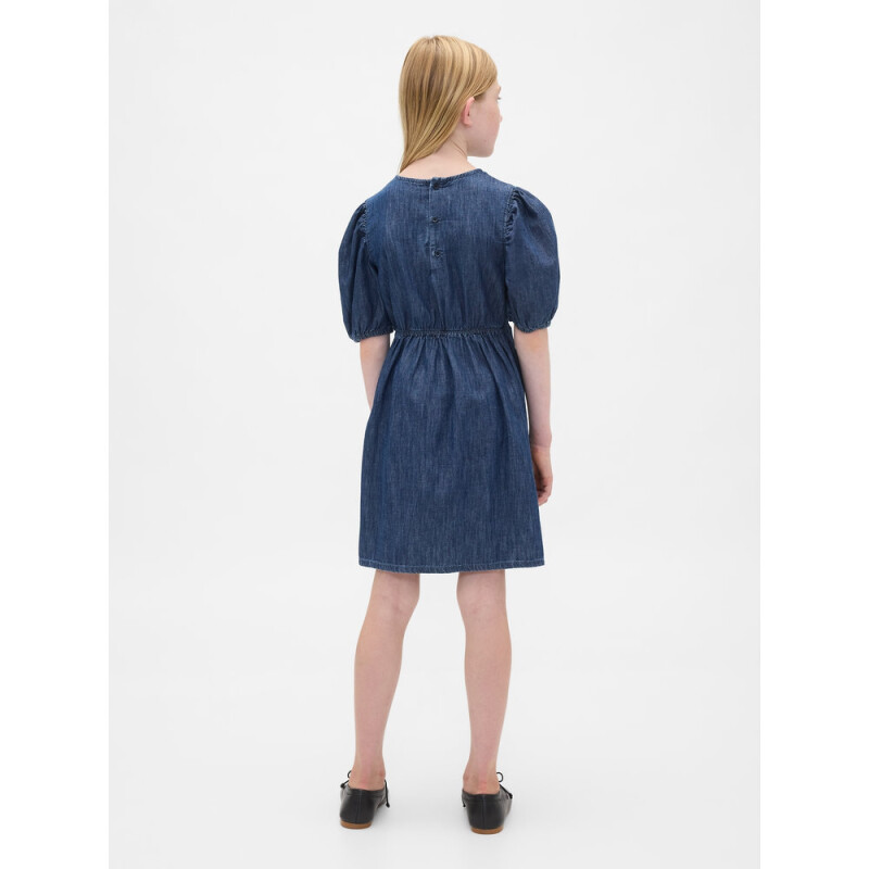 PUFF SLV BOW DRS - MED DNM MEDIUM WASH