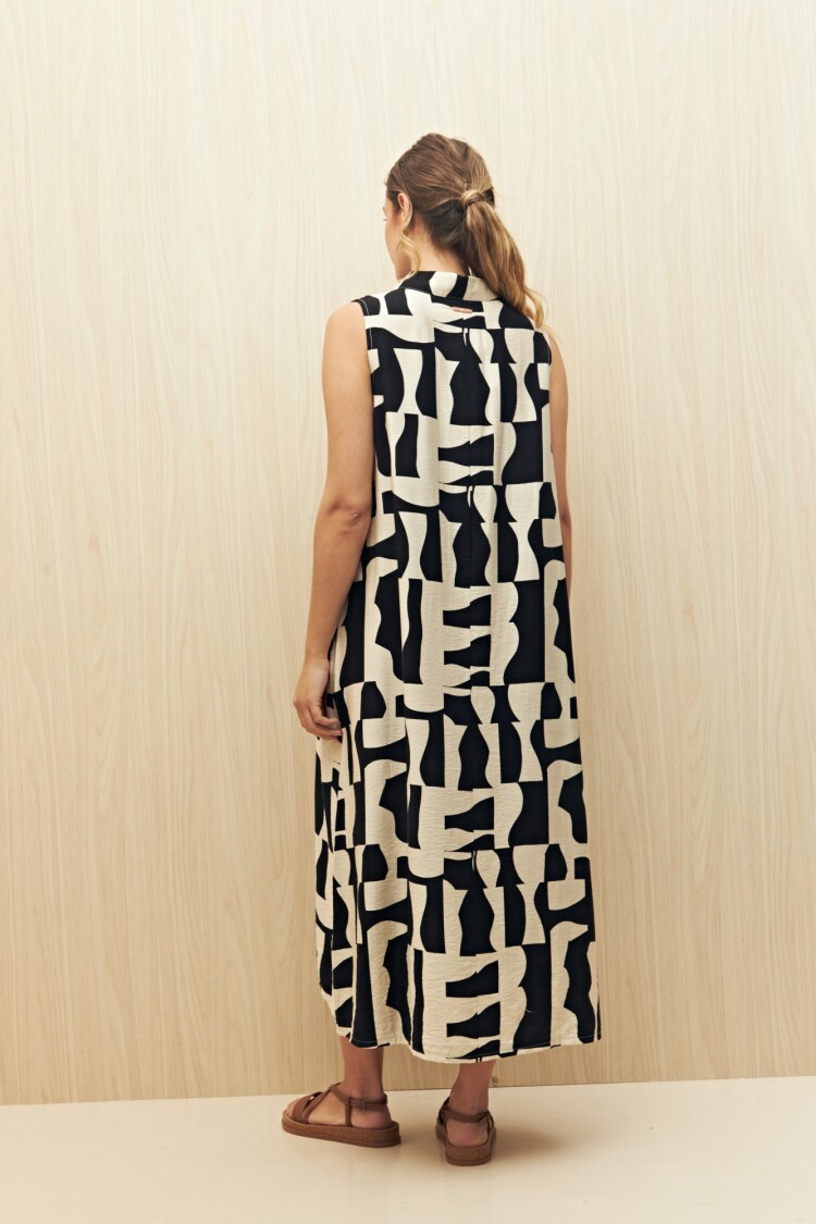VESTIDO LUCIA PRINTED Negro/Blanco
