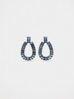 Pendientes Maxi Ovalados De Cristales azul