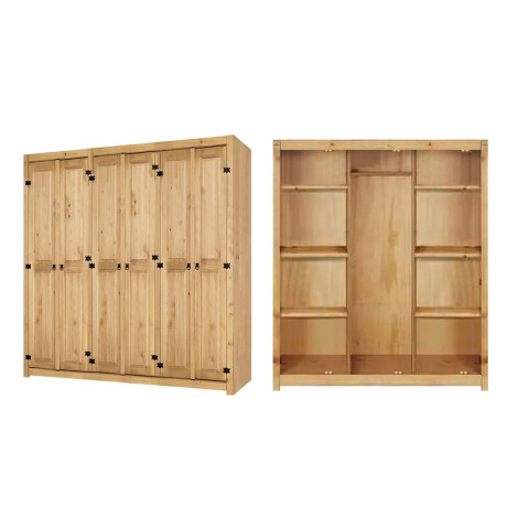Ropero Placard Armario Closet 6 Puertas Madera Maciza Pino MARRON