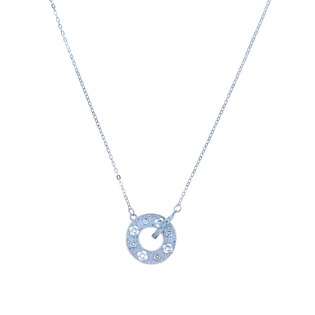 Conjunto de cadena y dije de plata 925 con circonias. 