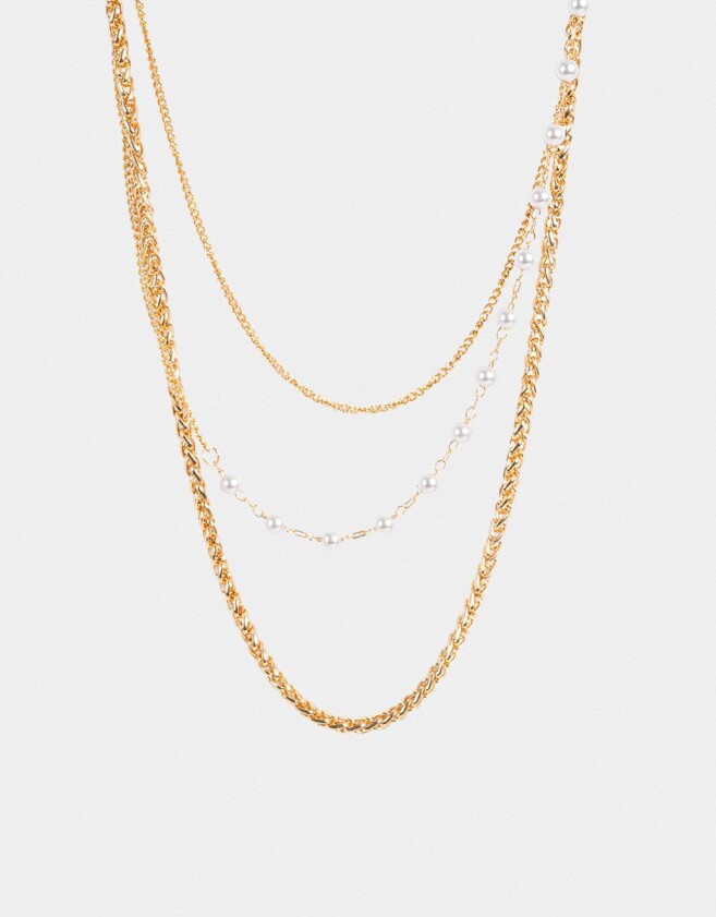 Collares Cortos Perlas Collares Cortos Con Perlas - Dorado
