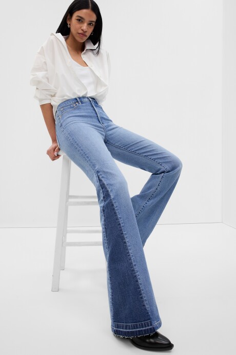 Jean 70S Flare Tiro Alto Mujer Medium Indigo 21