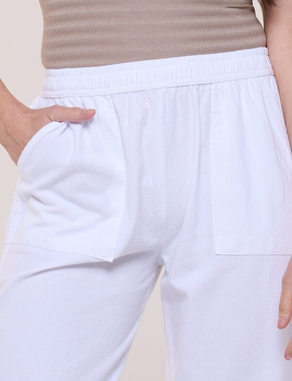 Pantalon Crop Botones BLANCO