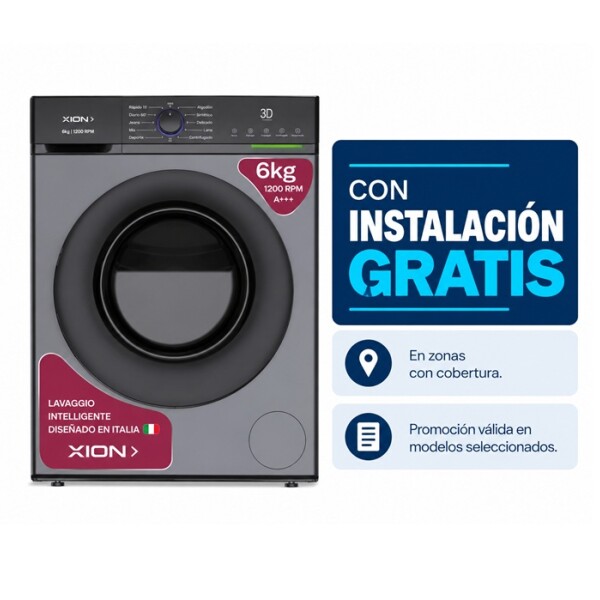 Lavarropas Xion 6K Carga Frontal Gris XI-LAV66X Lavarropas Xion 6K Carga Frontal Gris XI-LAV66X