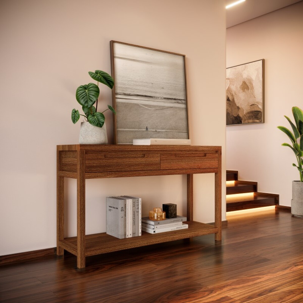 Consola 2 Cajones Nature Rústico Oscuro 