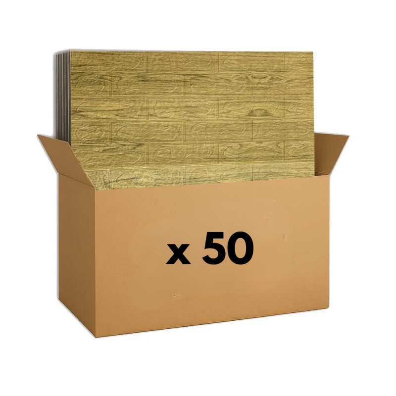 50 Placas Revestimiento Pared Autoadhesiva 70x77cm Promo X50 Madera Marrón