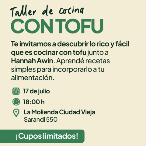 Inscripción a Taller de Cocina con Tofu Inscripcion Taller