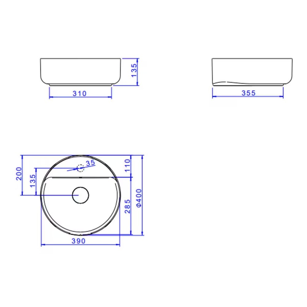Bacha de apoyo redonda 40 cm c/mesa verde salvia mate Deca Bacha De Apoyo Redonda 40 Cm C/mesa Verde Salvia Mate Deca