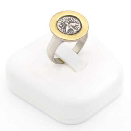 Anillo religioso de plata 925 y double en oro 18 ktes, ESPIRITU SANTO. Anillo religioso de plata 925 y double en oro 18 ktes, ESPIRITU SANTO.