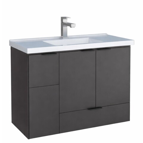 Mueble de baño suspendido Orquidea negro 80 cm con bacha de resina Mueble De Baño Suspendido Orquidea Negro 80 Cm Con Bacha De Resina