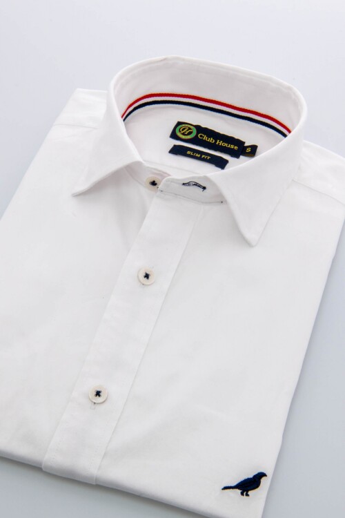 Camisa lisa Slim fit Blanco