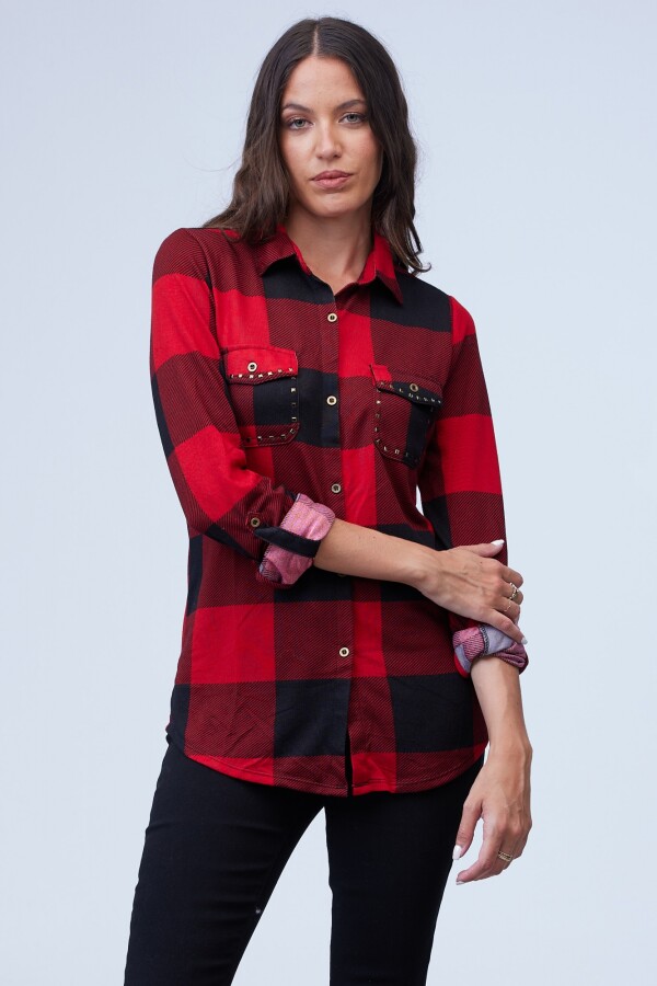 Camisa Soft Cuadrille NEGRO/ROJO