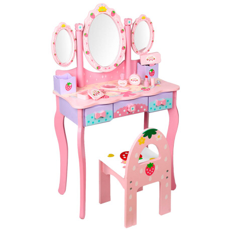 Escritorio Madera Tocador Juguete Silla Espejo Niñas Jug007306