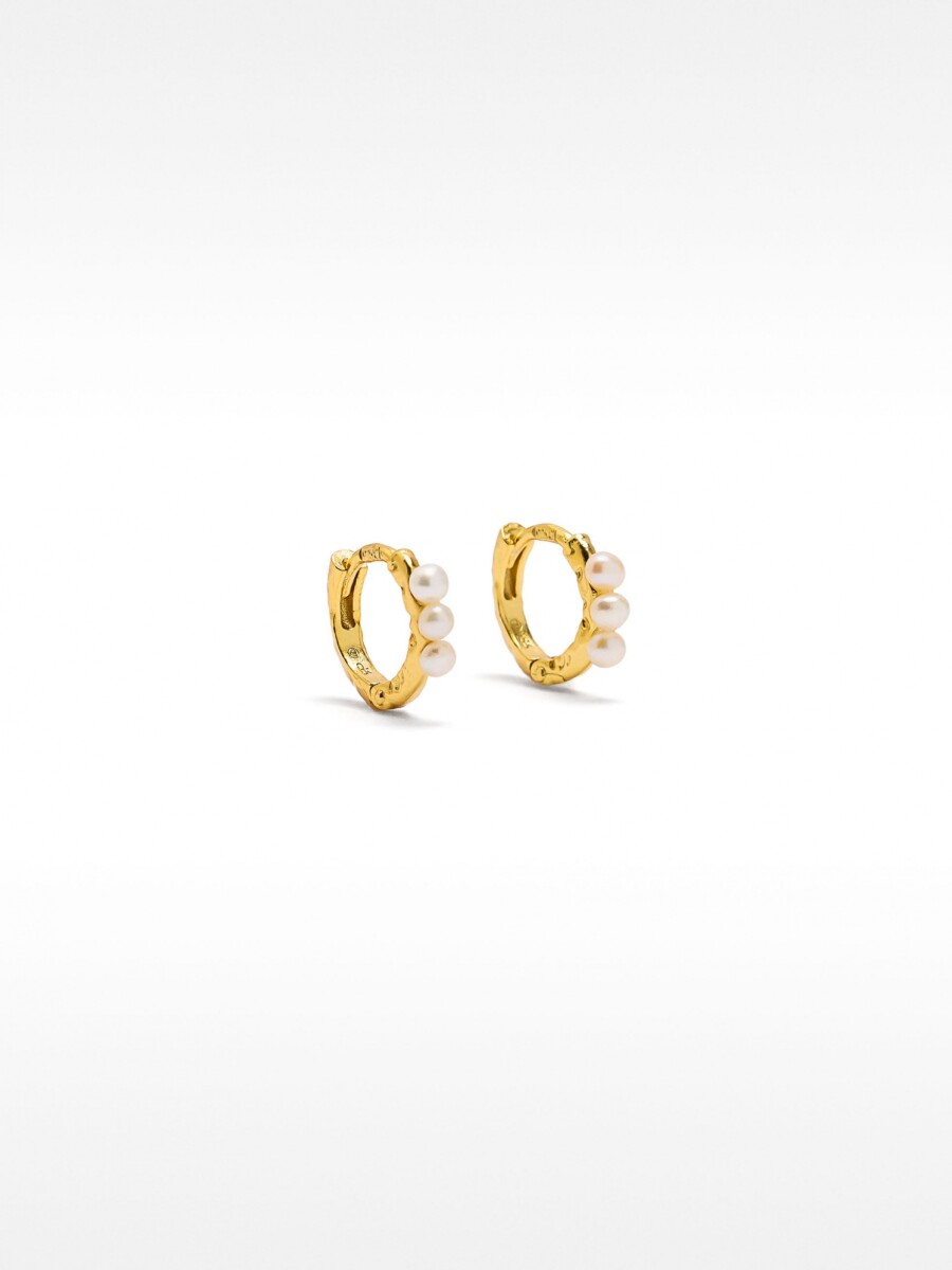 Aros Con Perlas De Agua Dulce - Plata De Ley 925 dorado