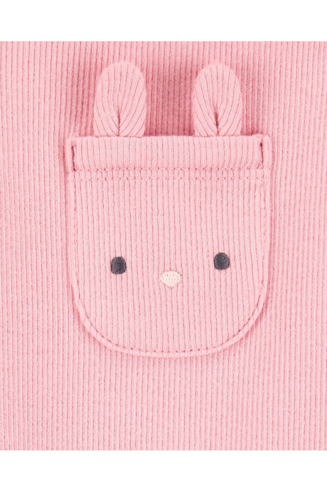 Set dos piezas de algodón, enterito y remera, bolsillo conejita Set dos piezas de algodón, enterito y remera, bolsillo conejita