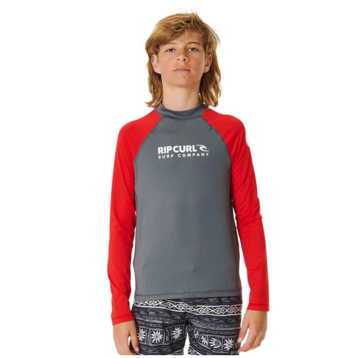 Lycra Rip Curl Shock Upf L/S - Gris/Rojo 