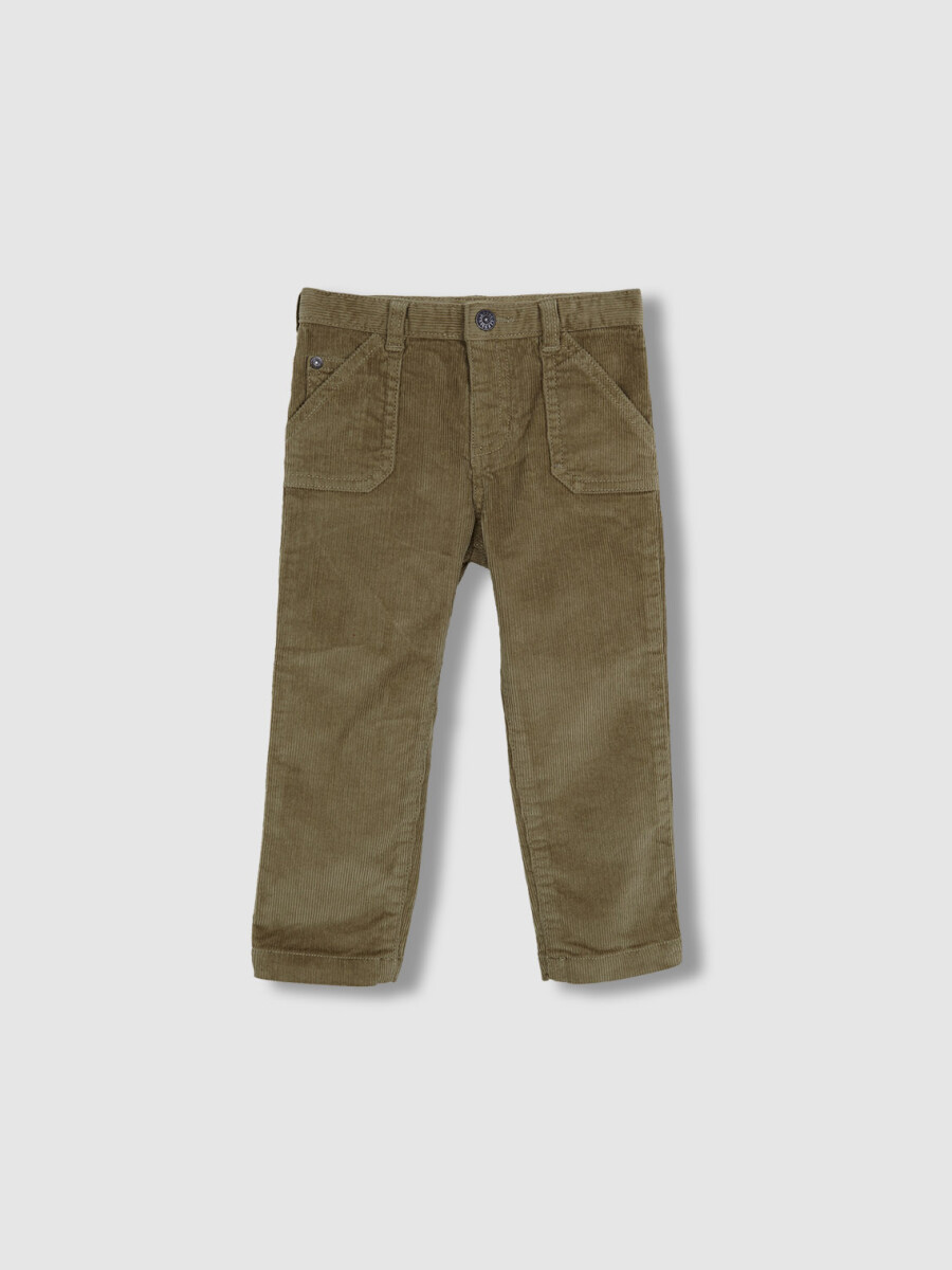 Pantalon Bolsillos Plastron Verde Viejo