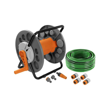Kit De Enrollador Con Manguera Y Accesorios Tramontina Hasta 55 Metros De Manguera