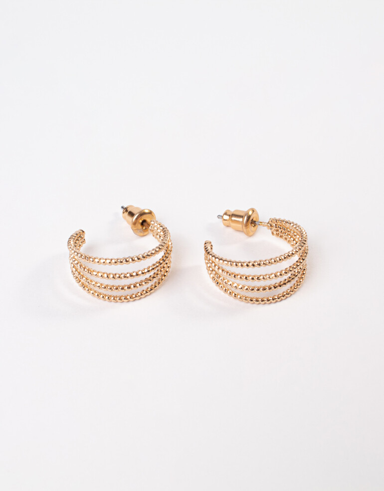 Aros Argollas Metal Argollas Con Textura - Dorado