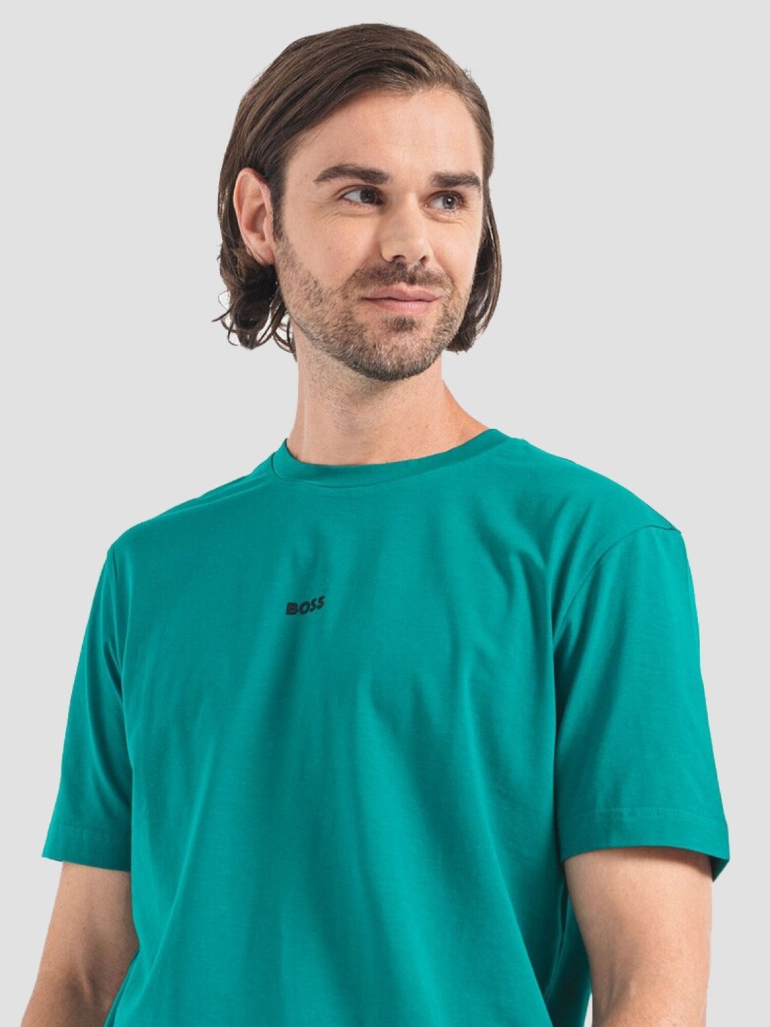 Hugo Boss Remera basica de algodon TCHUP Verde Fifth Av