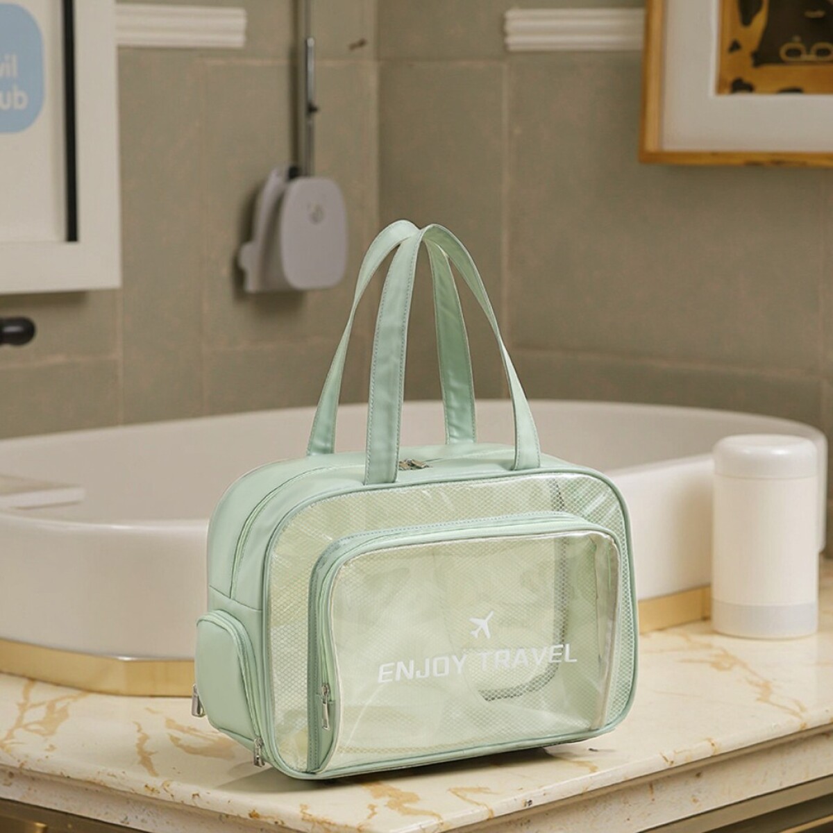 Bolso Impermeable tipo Necessaire - Verde Pastel 