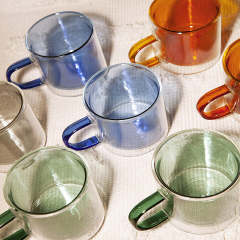 Taza doble vidrio 240ml naranja