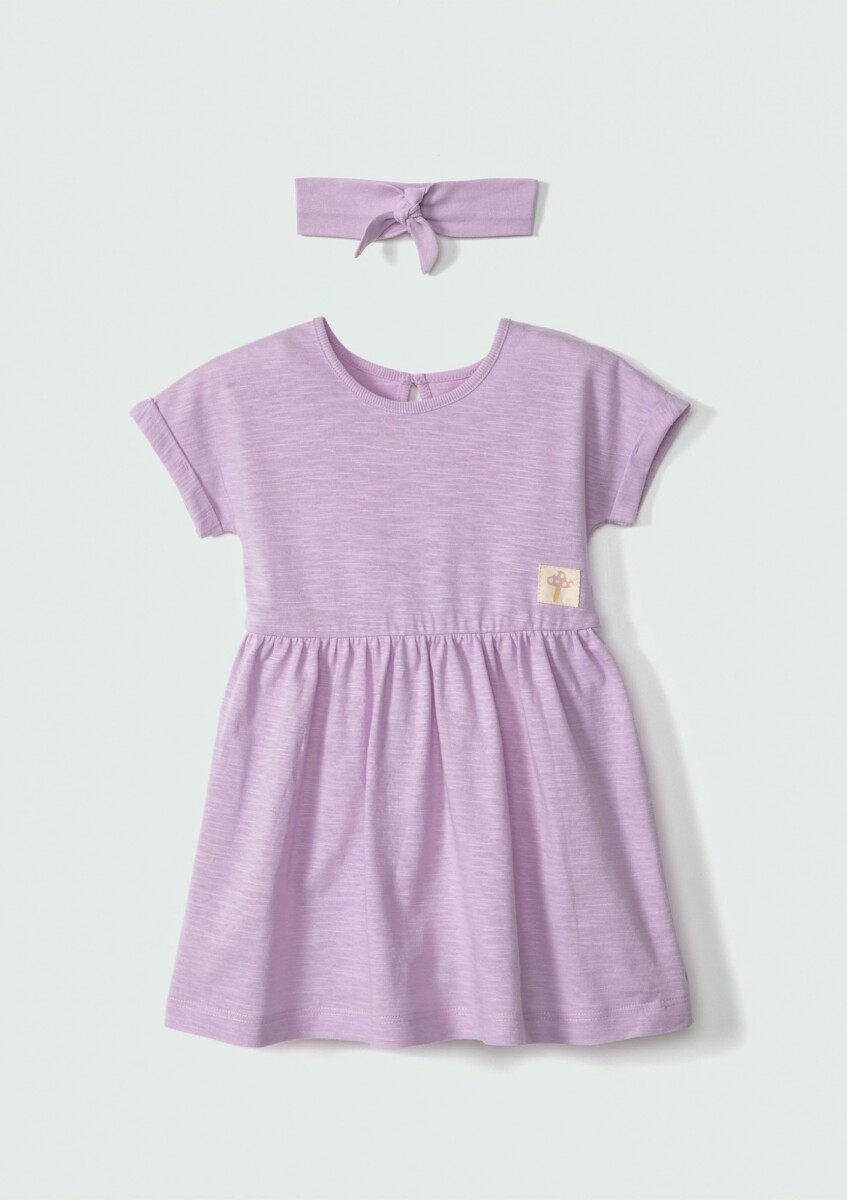 KIT VESTIDO BODY BEBÉ + VINCHA - VIOLETA 