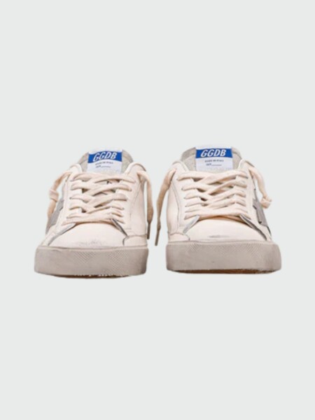Golden Goose-Championes de cuero acordonados, Super Star Blanco