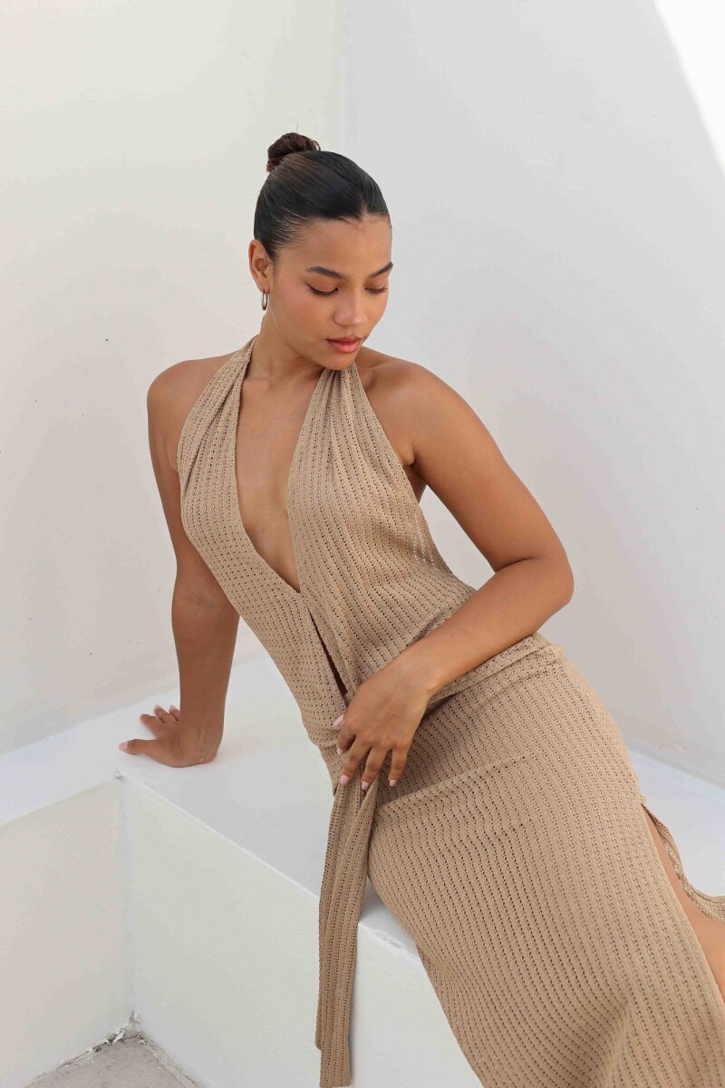 VESTIDO AMARA BEIGE OSCURO