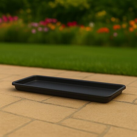 PLATO MACETA JARDINERA RECTANGULAR 35CM NEGRO