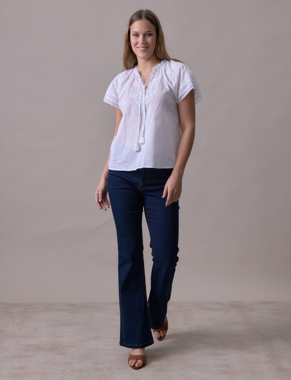 Blusa Algodon Det Puntilla BLANCO