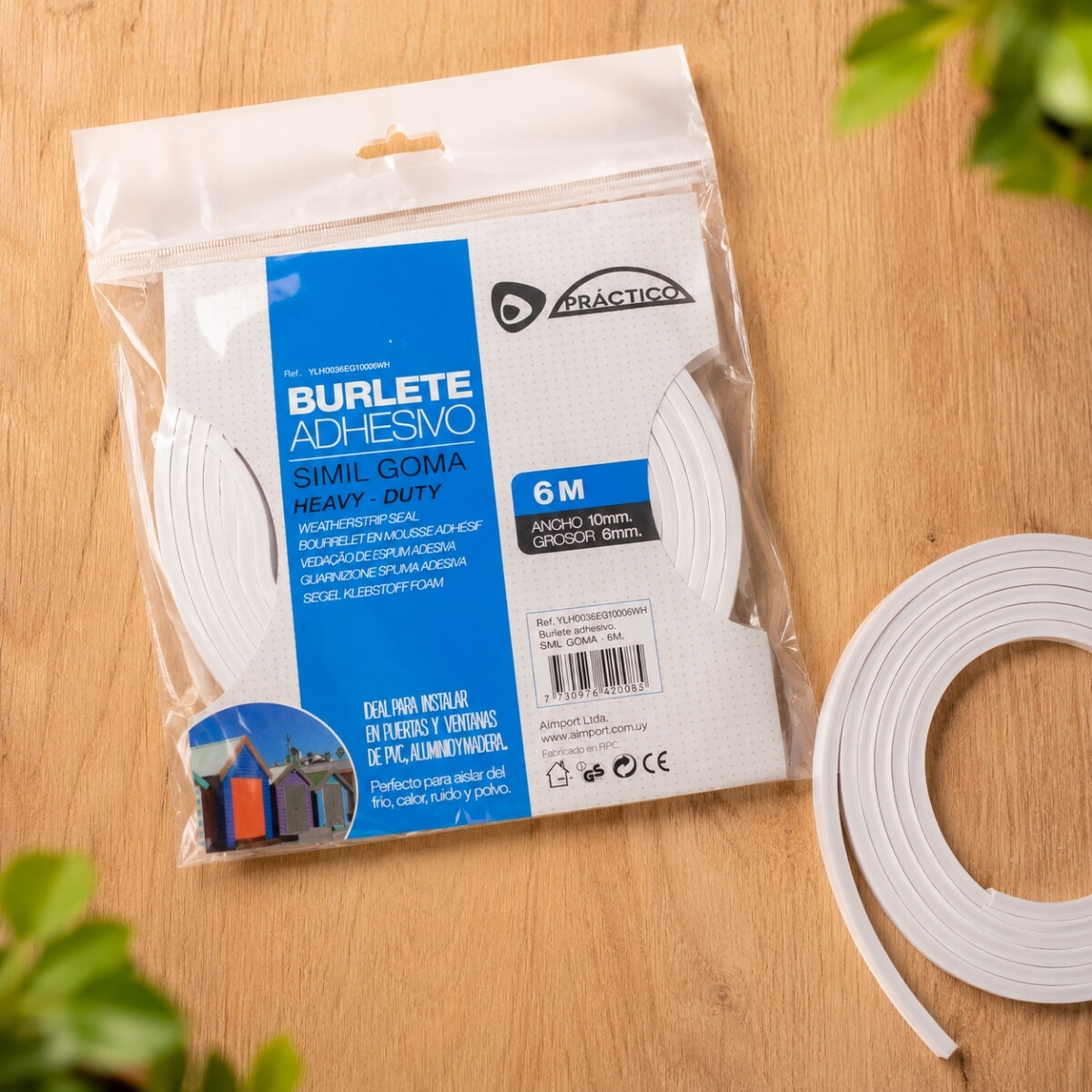 Burlete simil goma 10x6 mts - BLANCO 