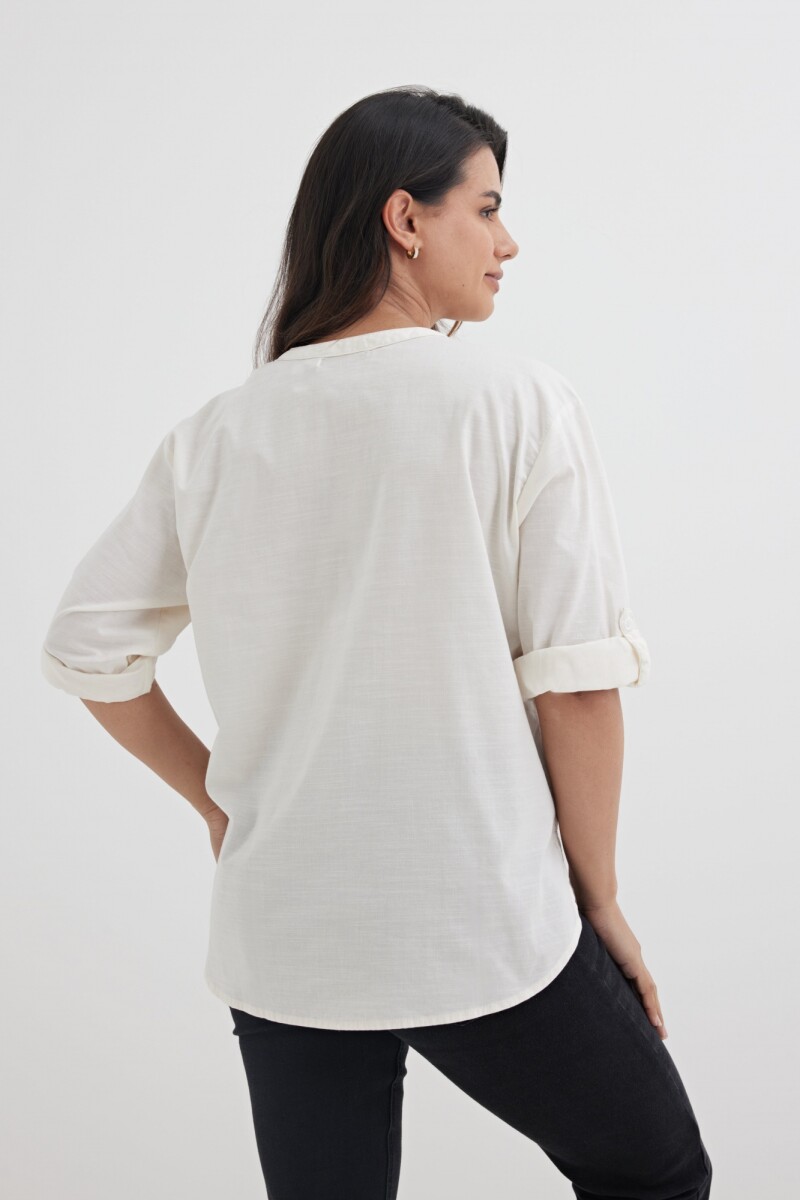Camisa mangas 3/4 escote en V BLANCO