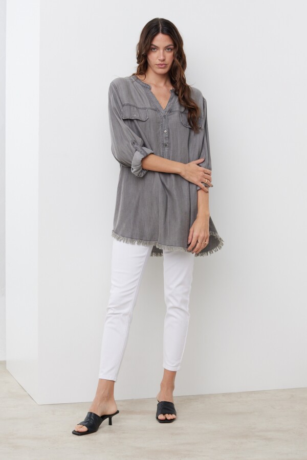Blusa Flecos Oversize GRIS