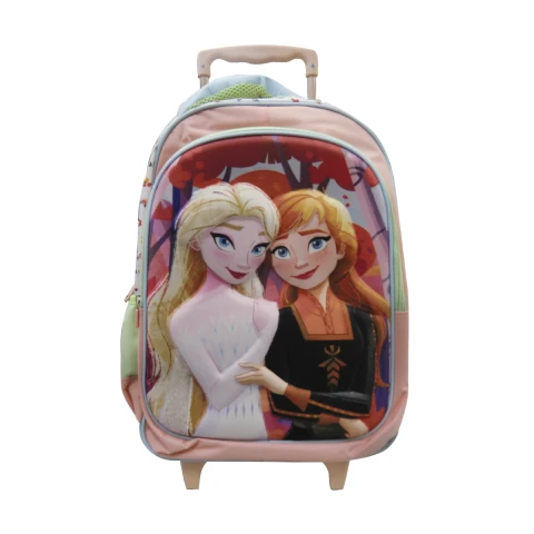 Mochila Infantil 3D Frozen con Carro Tafeta Grande 40 x 30 cm CORAL