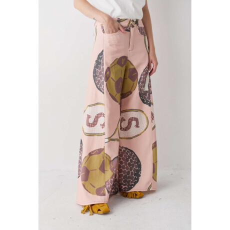 Pantalon Wide Xl Print Team Macros Rosa