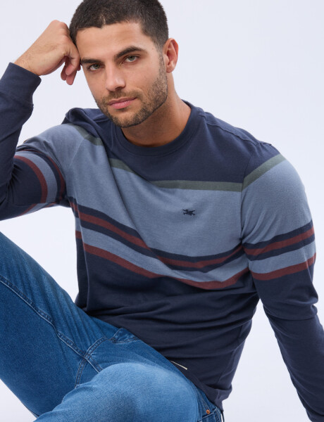 REMERA RAYADA Azul
