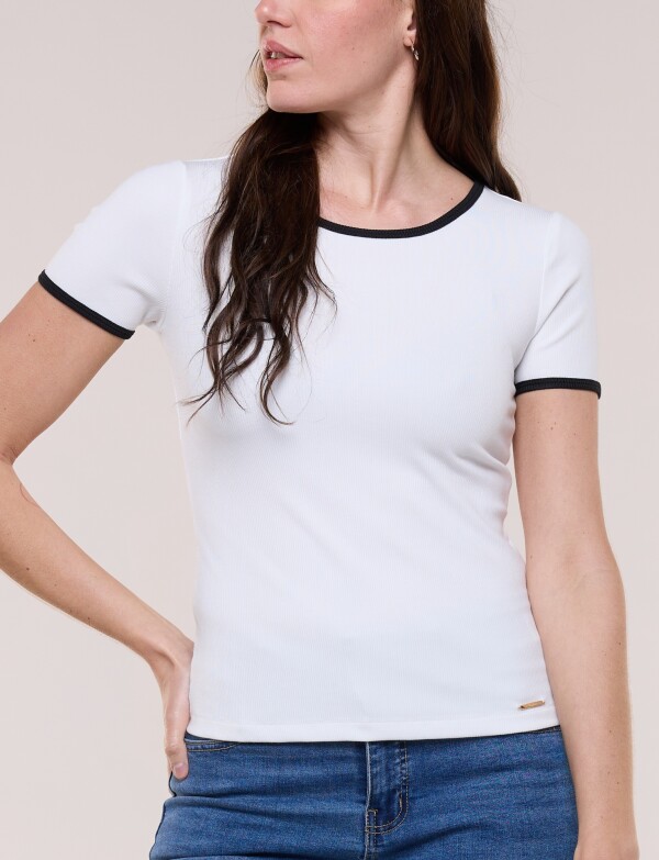 Remera Básica Ribs Contraste BLANCO/NEGRO