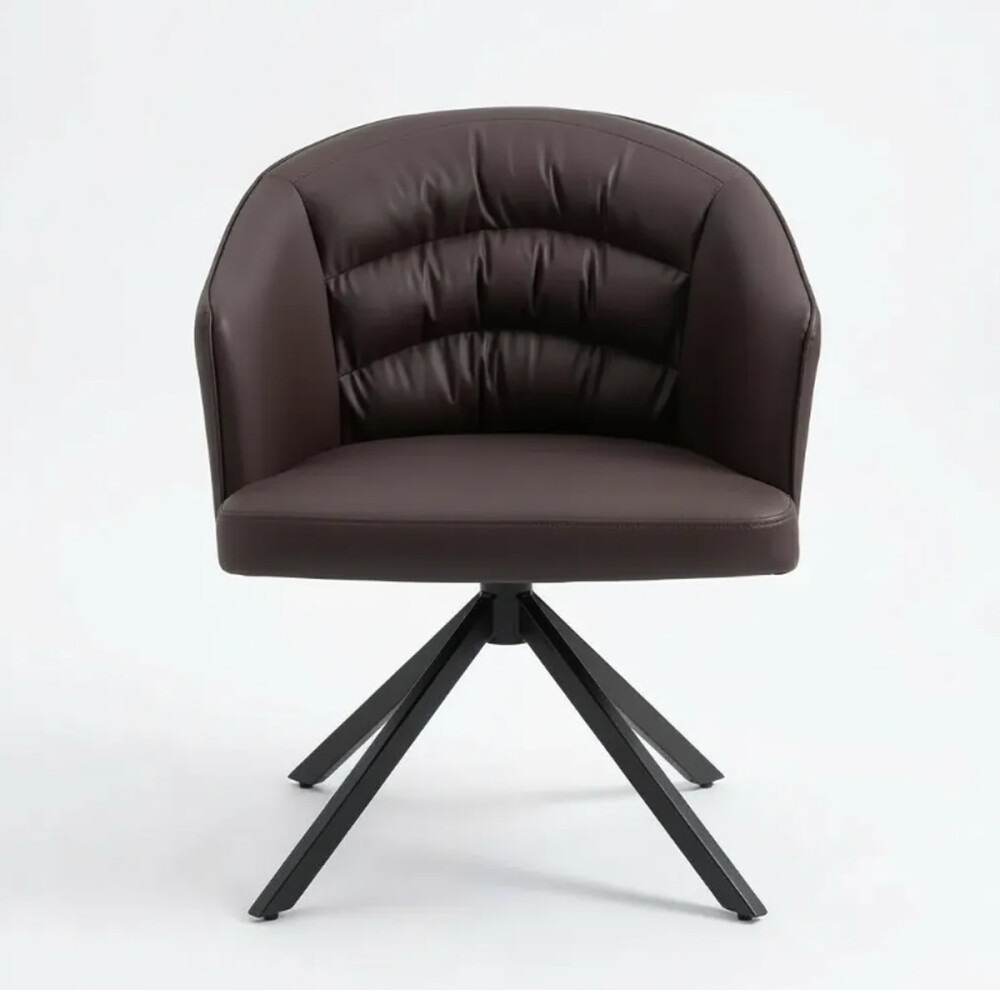 Sillón Acolchonado Base Aluminio Giratoria Superior Fuerte Marrón