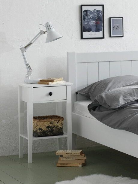 Mesa de luz NORDBY 1 cajón 1 estante blanco Mesa de luz NORDBY 1 cajón 1 estante blanco