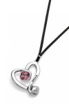 COLGANTE LARGO DE CORDÓN EFECTO SEDA Y CORAZÓN CENTRAL CON CRISTAL ROSA Colgante