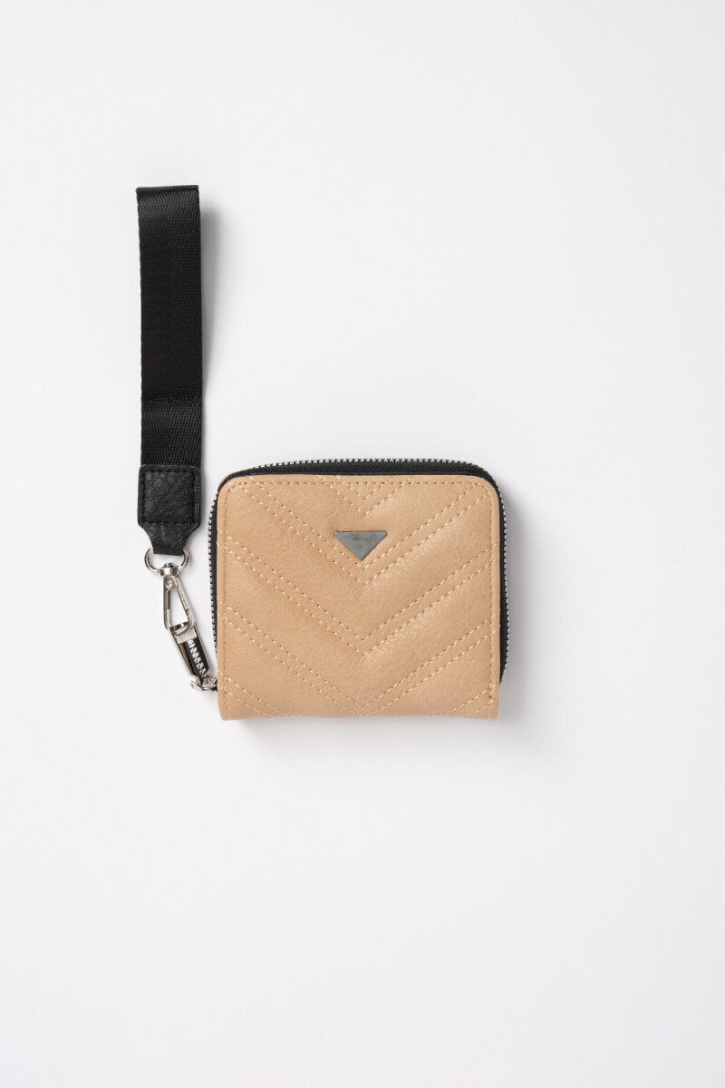 Billetera capitoneada diagonal Beige