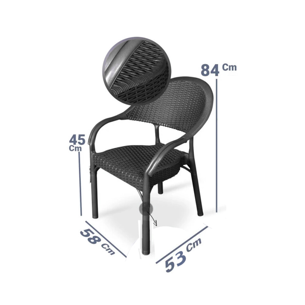 Mesa Comedor Plegable Exterior 1.20m + 4 Sillas Jardin Negro