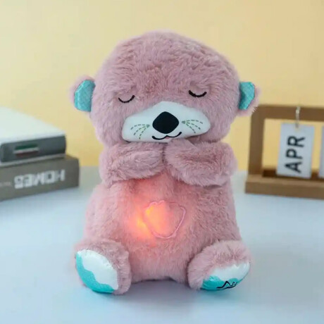 Oso de peluche con ruido blanco, luces y movimiento Rosado