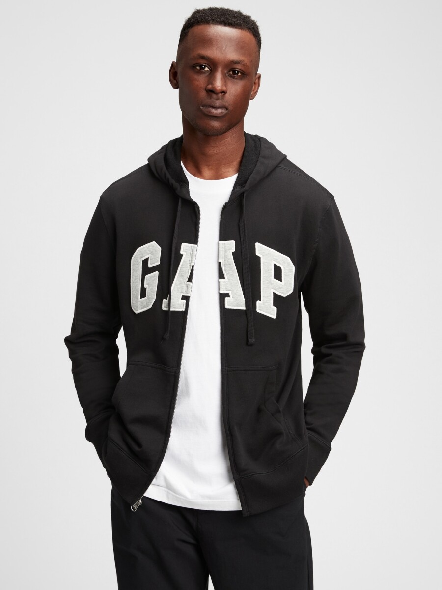 Canguro Con Cierre Sin Felpa Logo Gap Hombre - True Black V2 2 — GAP Uruguay