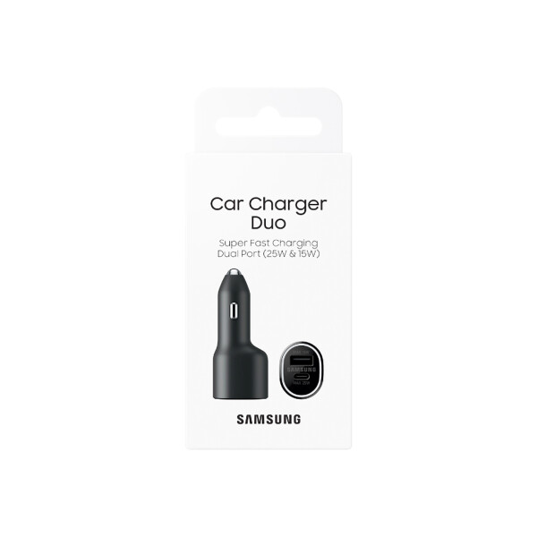 Cargador Samsung para auto Super Fast Dual (25W+15W) color negro Cargador Samsung Para Auto Super Fast Dual (25w+15w) Color Negro