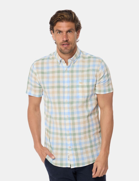 CAMISA DE LINO A CUADROS Verde