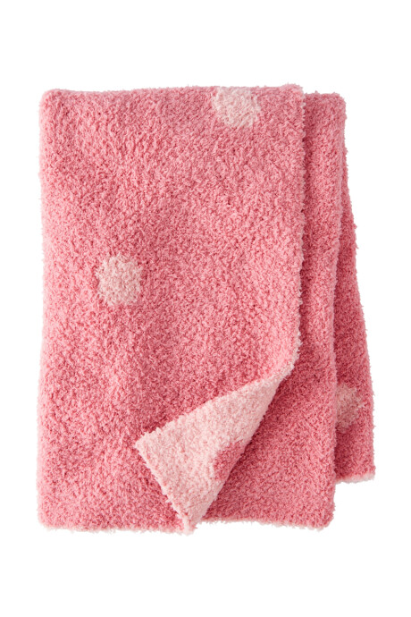 Manta de peluche, rosado, diseño lunares Sin color