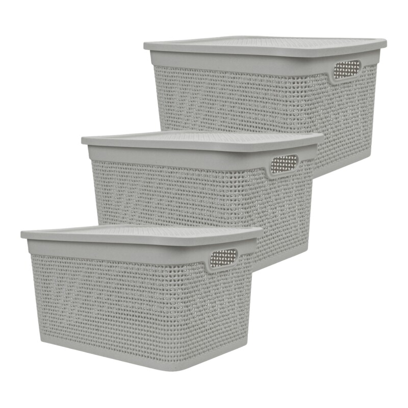 Set x3 Caja simil ratán 25 lts CAPPUCCINO